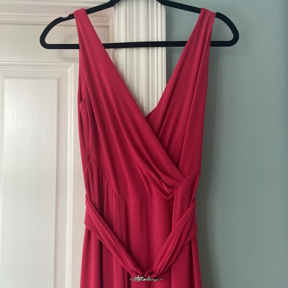 Fushia long dress. Belted wrap front only on top flowy - Picture 4 of 4